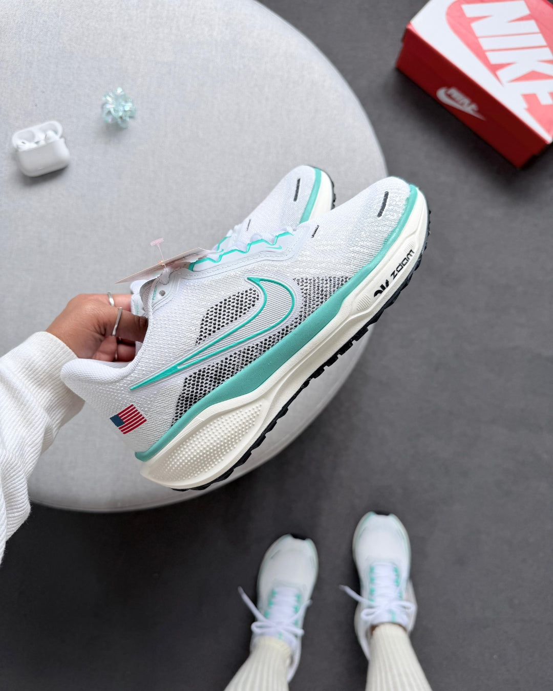 Tênis Esportivo Feminino Pegasus Zoom 41 Bandeira Branco e Verde