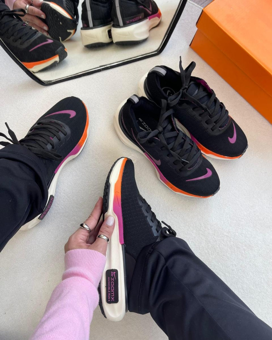 Tênis Feminino Nike Zoom X Invinceble Run 3 Preto Rosa