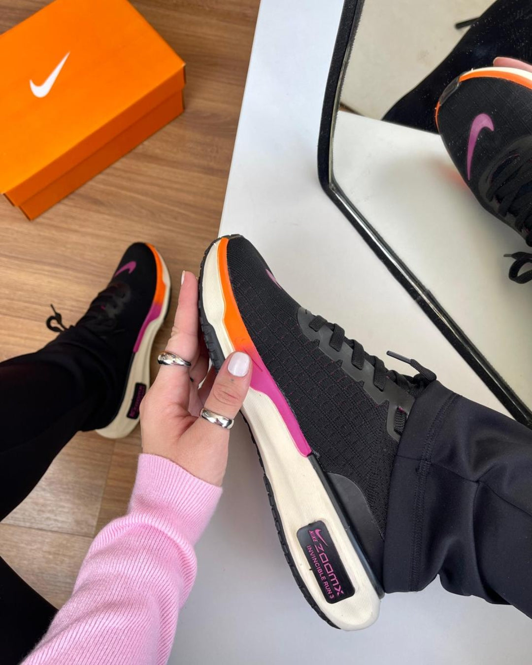 Tênis Feminino Nike Zoom X Invinceble Run 3 Preto Rosa