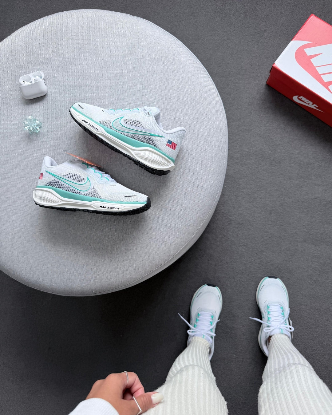 Tênis Esportivo Feminino Pegasus Zoom 41 Bandeira Branco e Verde